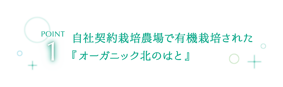 自社契約栽培農場で有機栽培された『オーガニック北のはと』